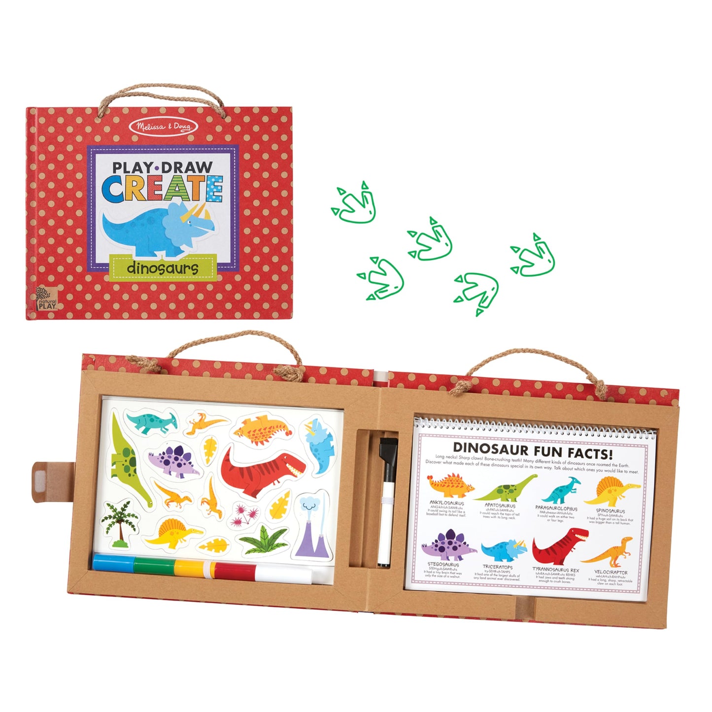 Melissa & Doug Natural Play: Play Draw Create Reusable Drawing & Magnet Kit – Dinosaurs (41 Magnets 5 Dry-Erase Markers)