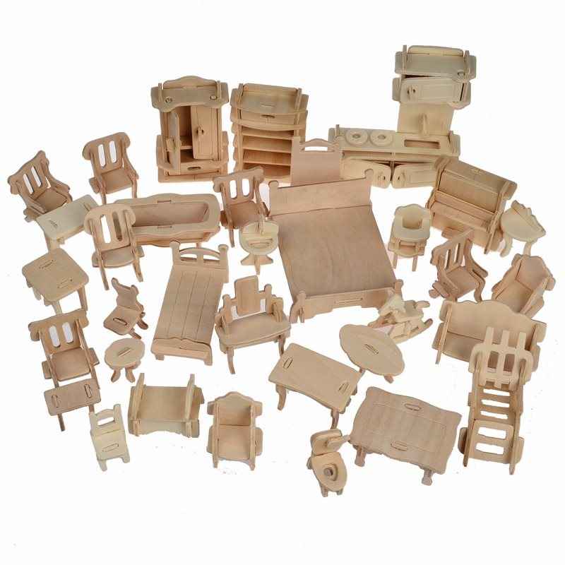 Paintable 3D Wooden Play House Craft Set for Kids