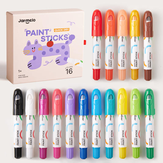 Tempera Paint Sticks 16 Colors Washable Paint Sticks for Kids Quick Drying Non-Toxic Toddler Art Supplies for Paper Stone Wood Canvas