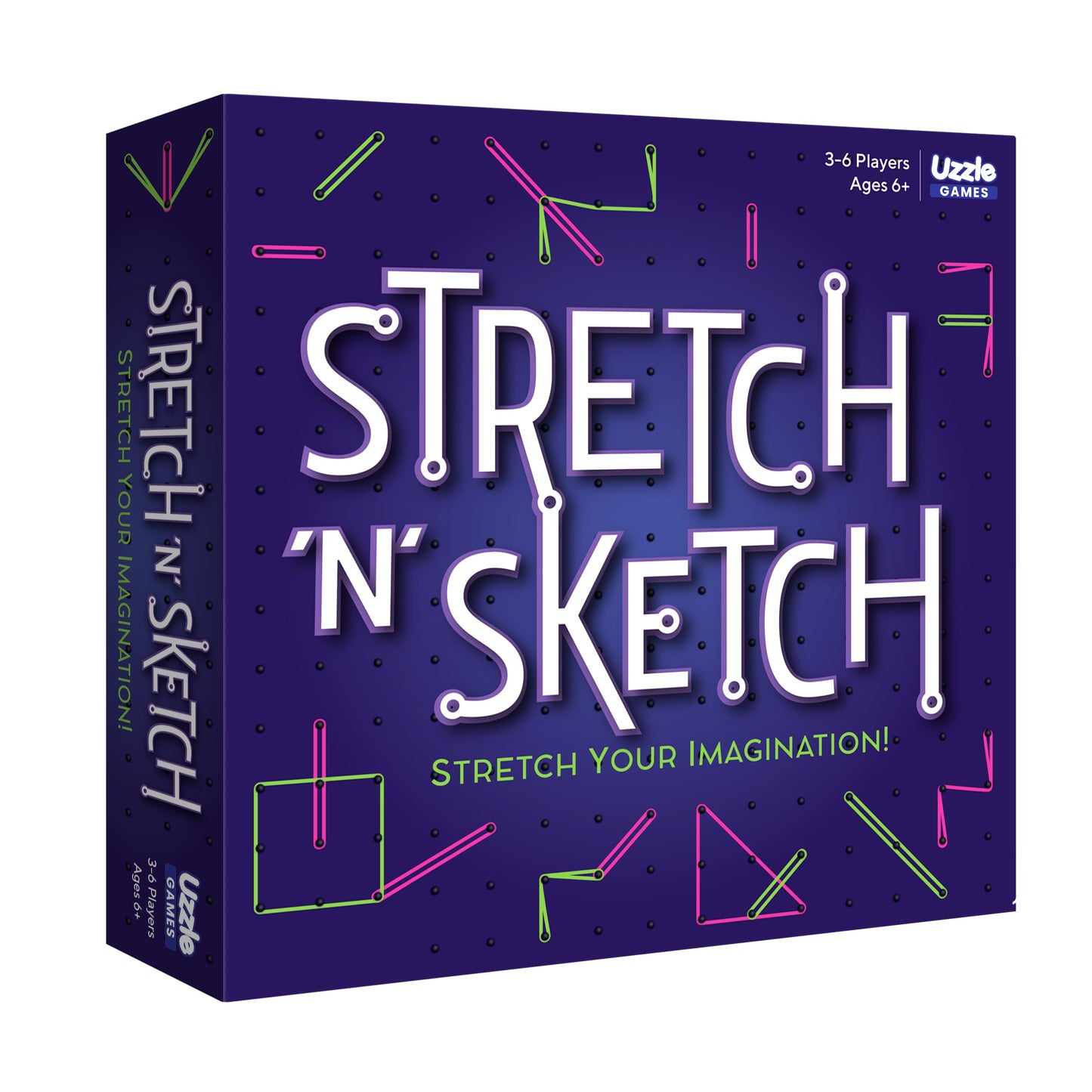 Uzzle Stretch & Sketch Peg Board Game Expert-Level Challenges Action Packed Rubber Band Game 3-6 Players Ages 6+