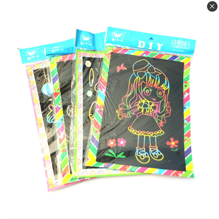 Kids Cartoon DIY Scratch Art Kit with Scratch Paper