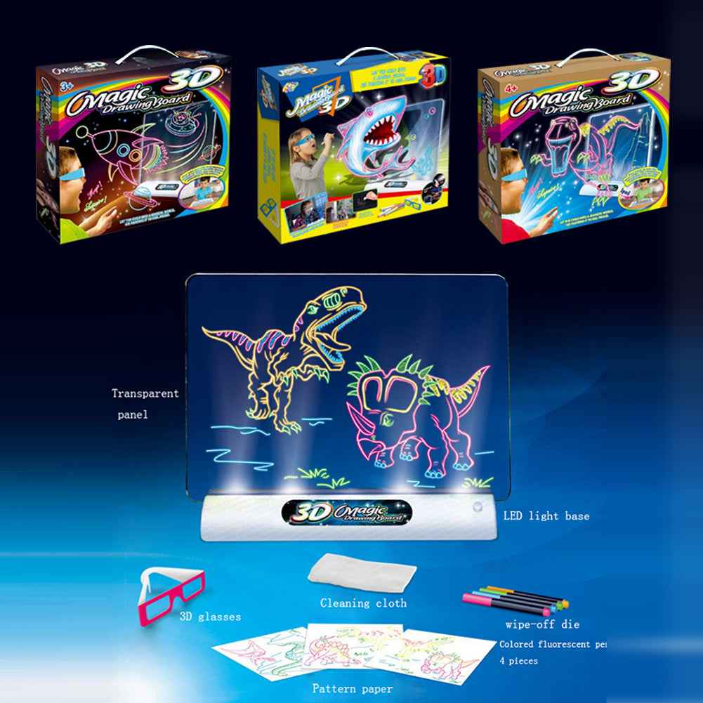 Kids 3D Flash Drawing Board – Light-Up Art Toy