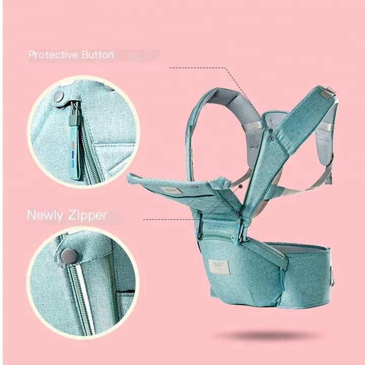 KiddieGo's Baby Carrier with Bass Bear Hip Seat for Front Carry