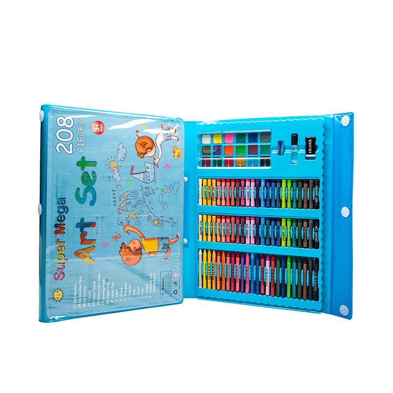 208-Piece Kids Art Supplies Set with Watercolor and Crayons