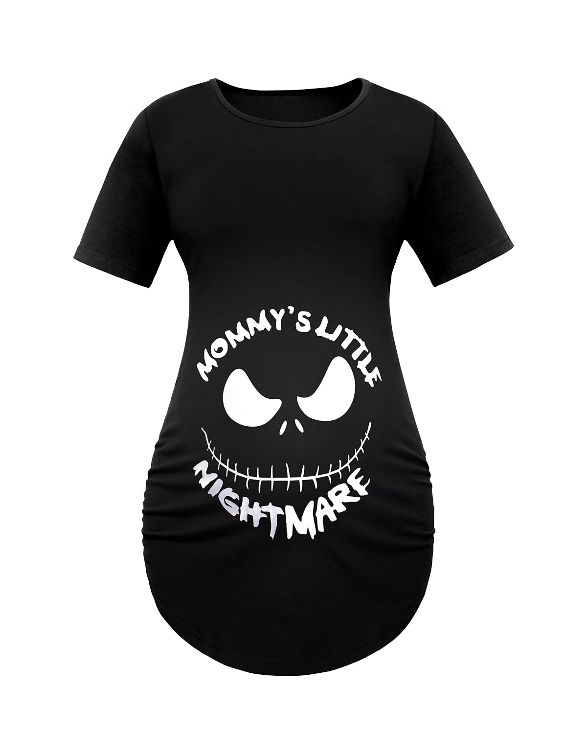 Womens Maternity Halloween Mommys Little Nightmare Cute Pregnant T Shirts ( Large ) Black