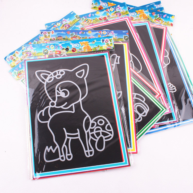 Kids Cartoon DIY Scratch Art Kit with Scratch Paper