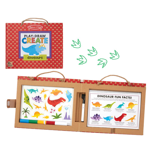 Melissa & Doug Natural Play: Play Draw Create Reusable Drawing & Magnet Kit – Dinosaurs (41 Magnets 5 Dry-Erase Markers)