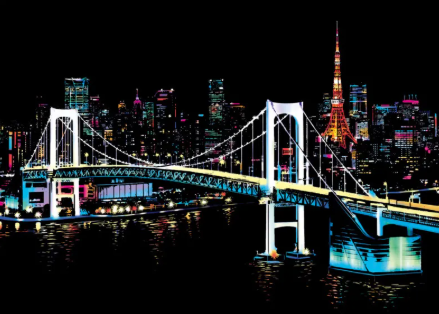 City night scratch painting