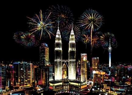 City night scratch painting