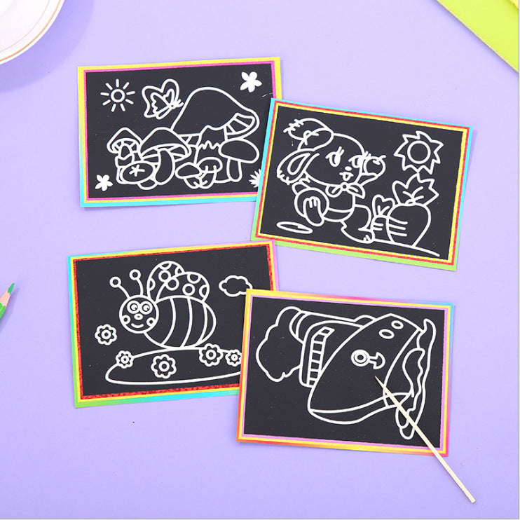 Kids Cartoon DIY Scratch Art Kit with Scratch Paper