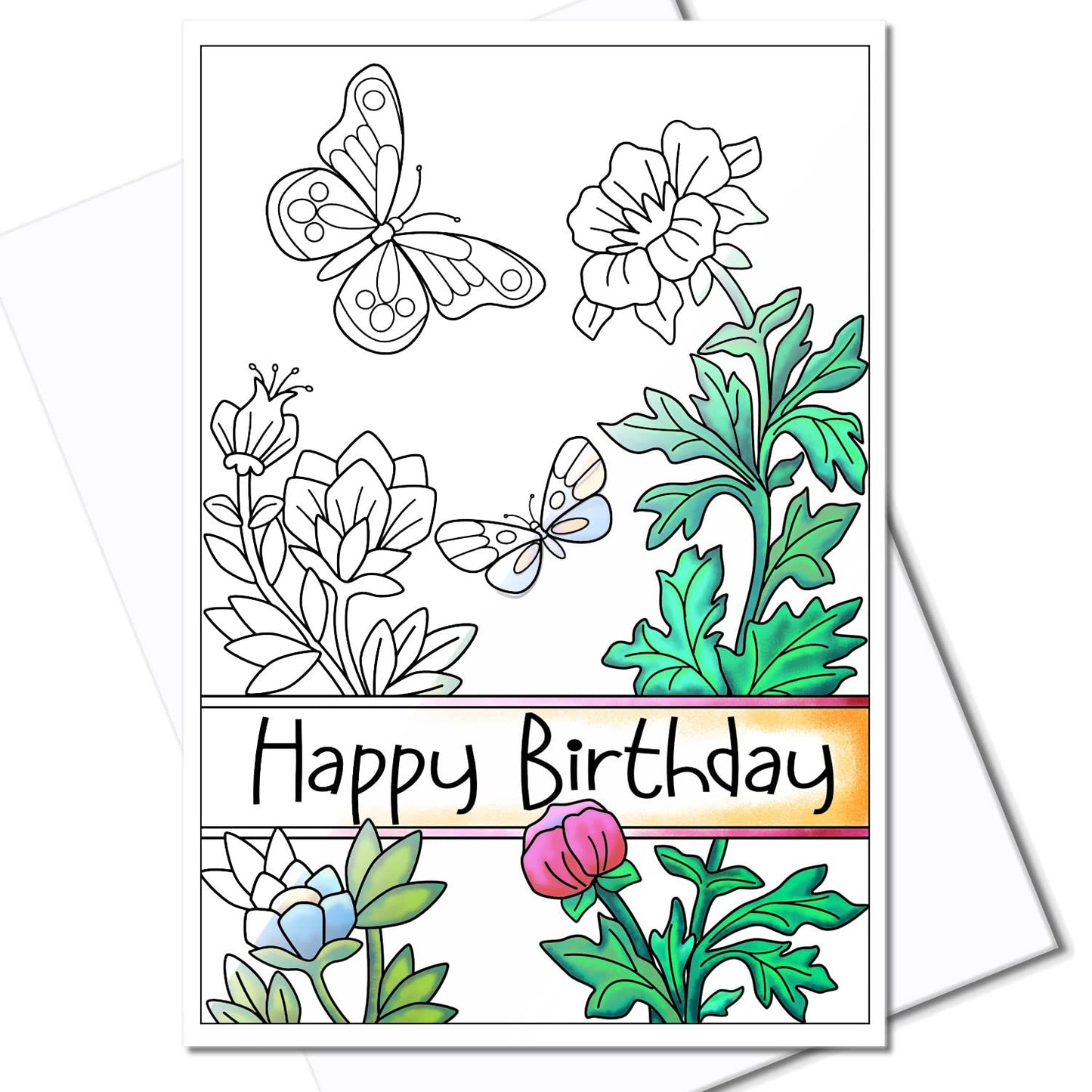 Art Eclect Birthday Adult Coloring Cards 10 Cards With Unique Designs and 10 White Envelopes (Birthday/10)