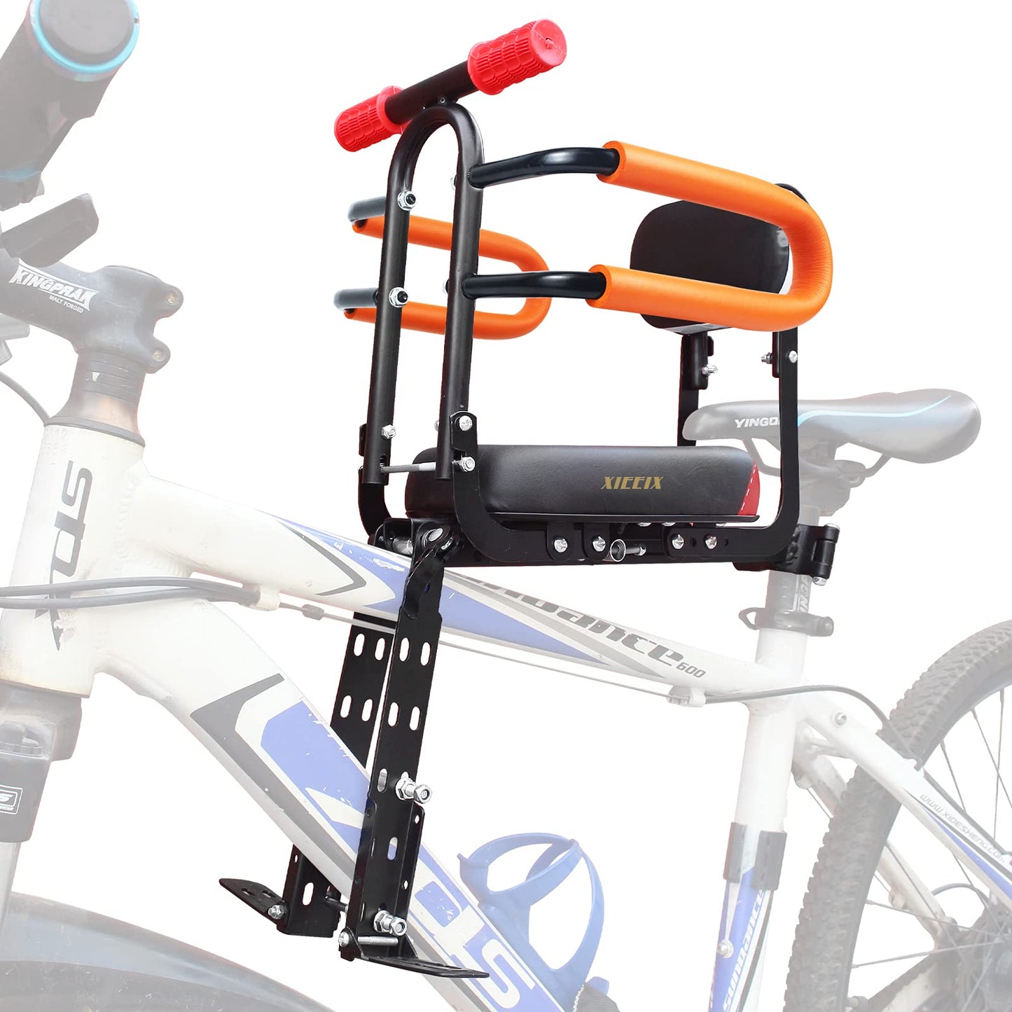 XIEEIX Front Mounted Child Bike Seats Foldable Kids Bike Seat with Guardrail Seat Back Adjustable Seat and Pedal Child Bike Seat Safety Child Seat Suitable for Various Types of Bicycles