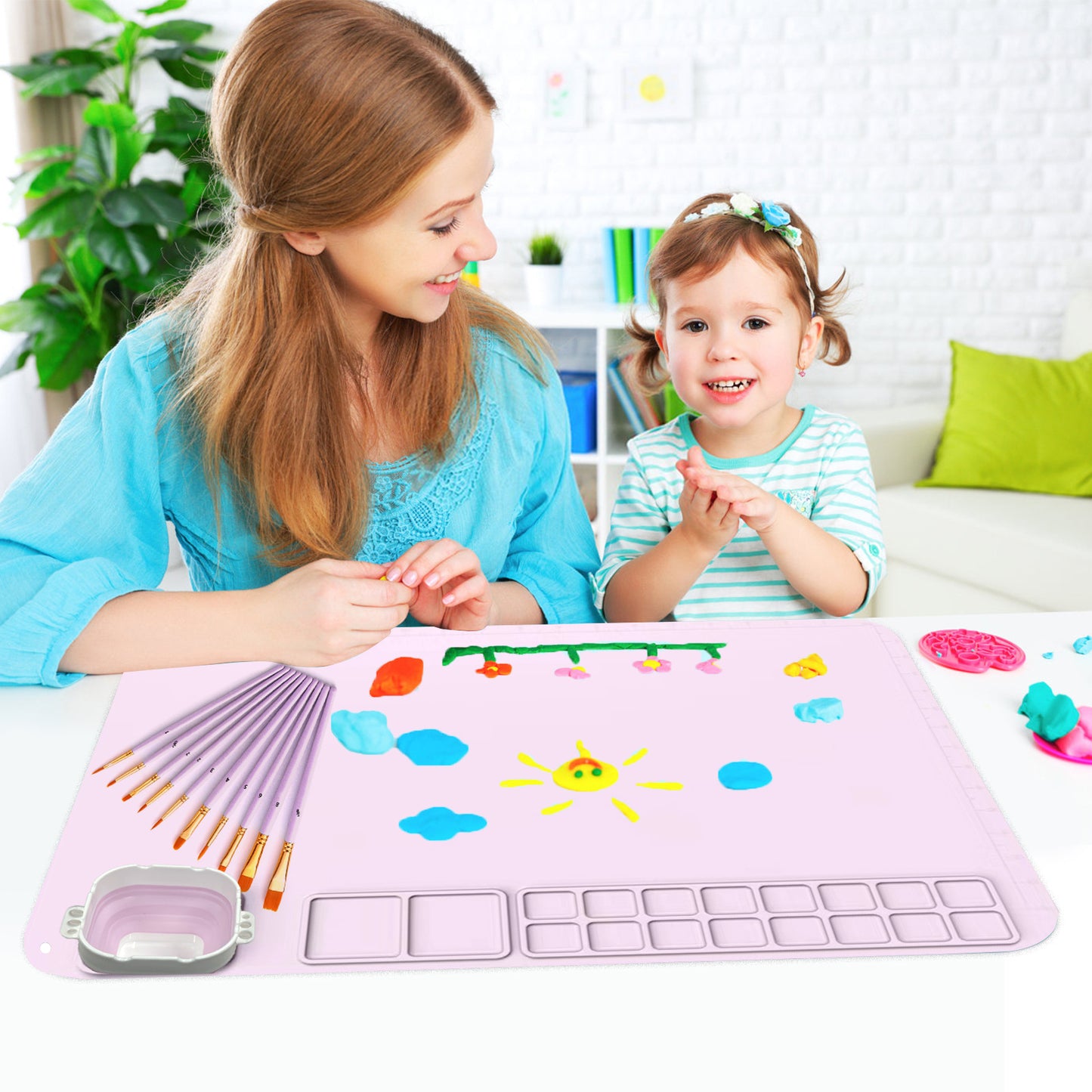 Silicone Drawing Mat for Kids with Palette and Easy Clean