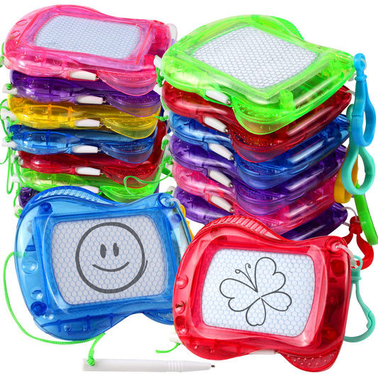 16 Pack Mini Magnetic Drawing Board for Kid(6 Colors) Erasable Doodle Sketch and Writing Pad Backpack Keychain Clip Doodle Drawing Boards Birthday Party Favor for Boys and Girls