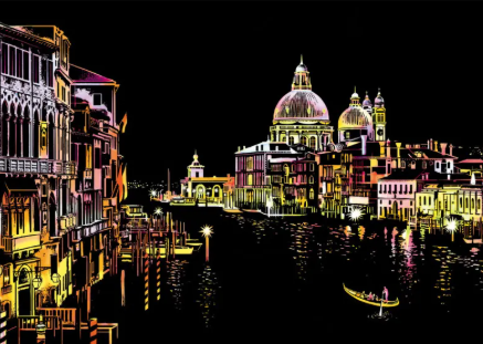 City night scratch painting