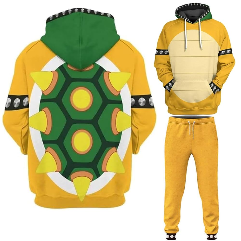 Lmetsky Anime Cosplay Costume HoodieAnime Hoodie Sweatshirt Anime Hoodie 3D Printed Adult Outfit Men 2Pcs Yellow