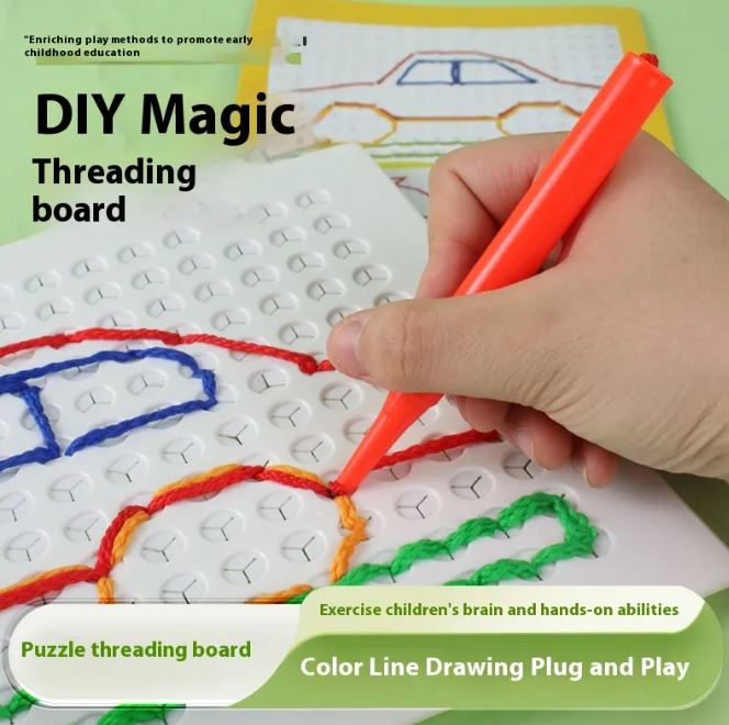 Children's Threading Board Diy Drawing Board String Puzzle
