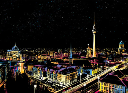 City night scratch painting