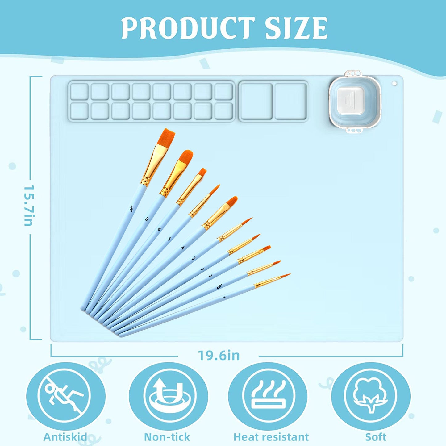 Silicone Drawing Mat for Kids with Palette and Easy Clean