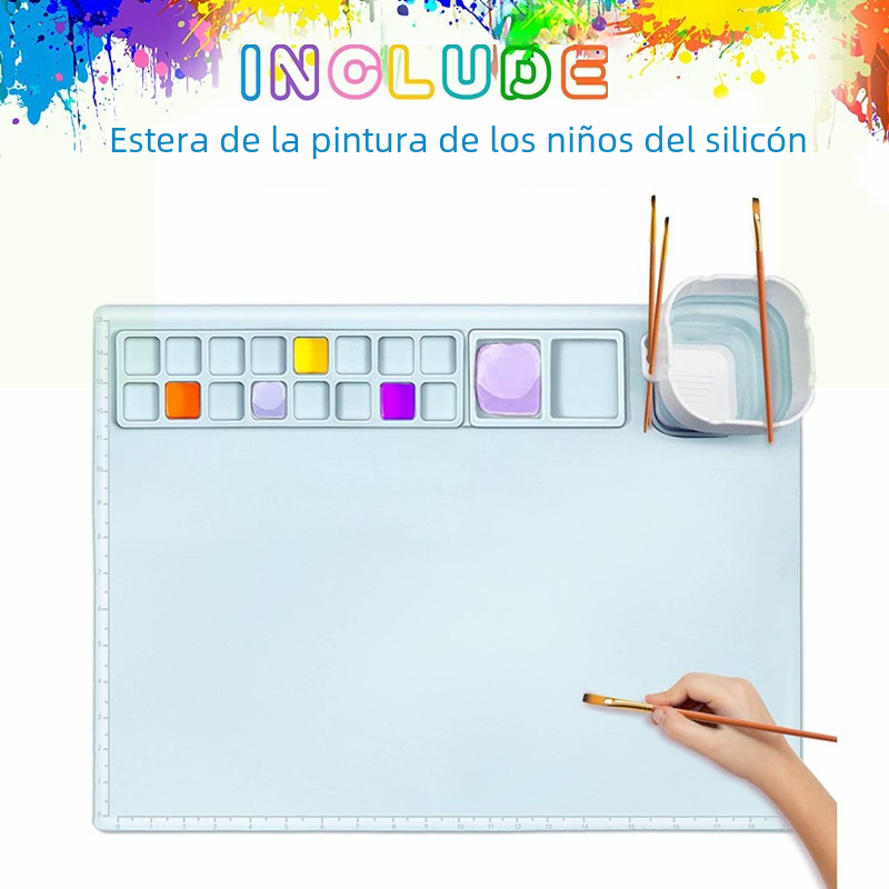 Silicone Drawing Mat for Kids with Palette and Easy Clean