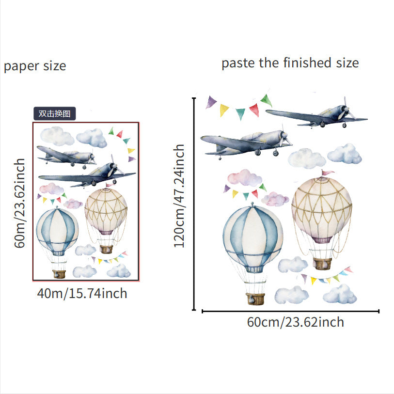 Cartoon Hot Air Balloon Wall Stickers for Kids' Room