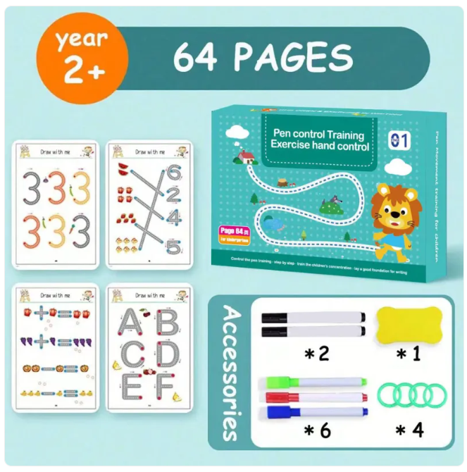 Kindergarten Erasable Practice Book