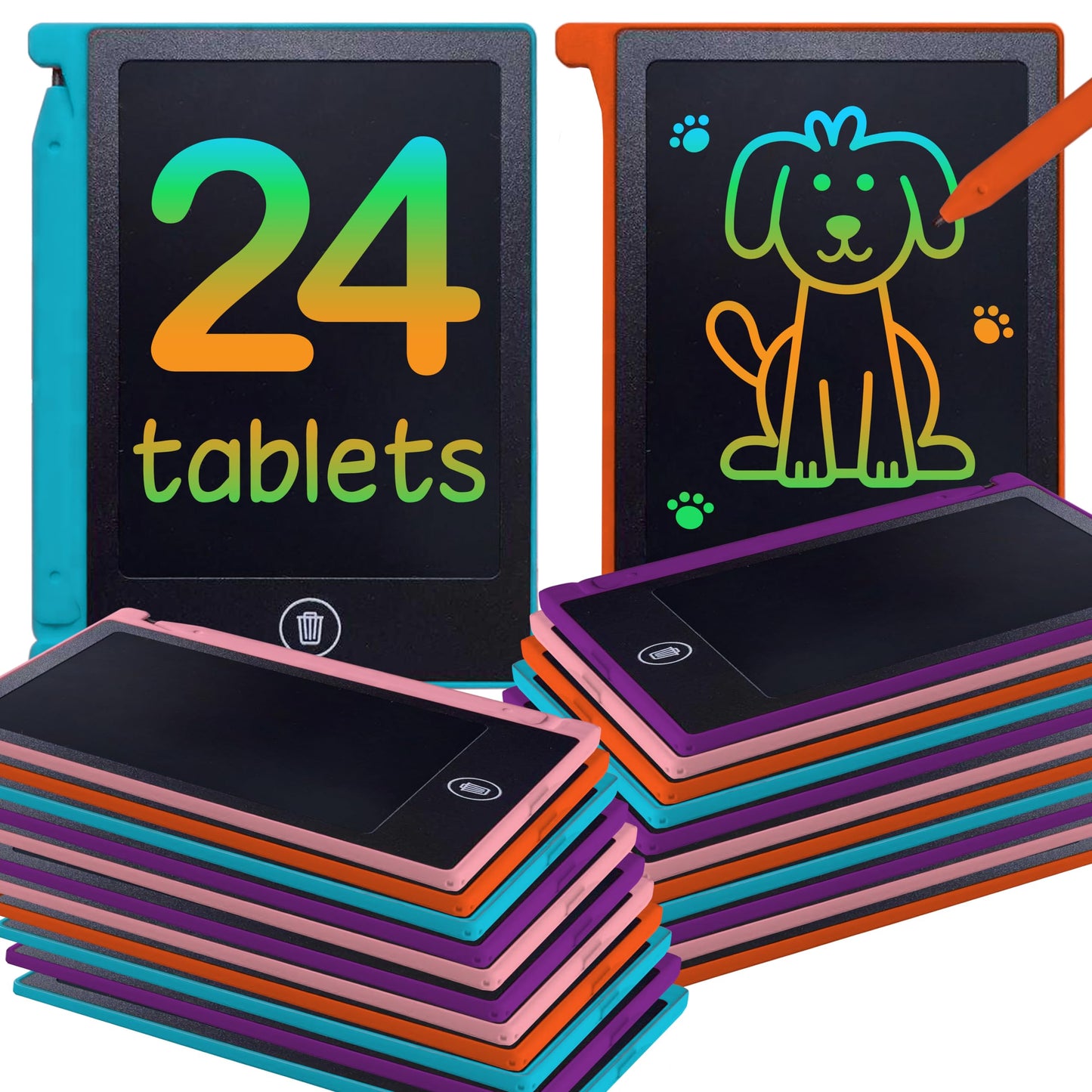 Party Favor Mini LCD Writing Tablet for Kids 24 Pack – 4.5 Inch Mini Drawing Board. Fun and Educational for Kids That Sketch and Doodle. Perfect Goodie Bag and Gift Bag Filler School Prize Or Gift