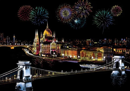 City night scratch painting