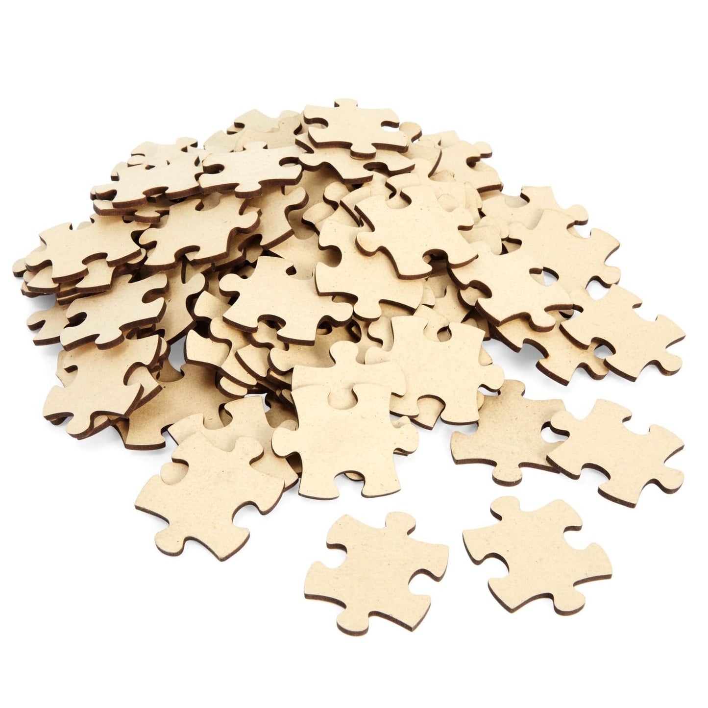 Juvale 100 Blank Wooden Puzzle Pieces for Crafts DIY Art Projects 1.9x1.6" Unfinished Freeform Jigsaw Wood Puzzle to Draw On