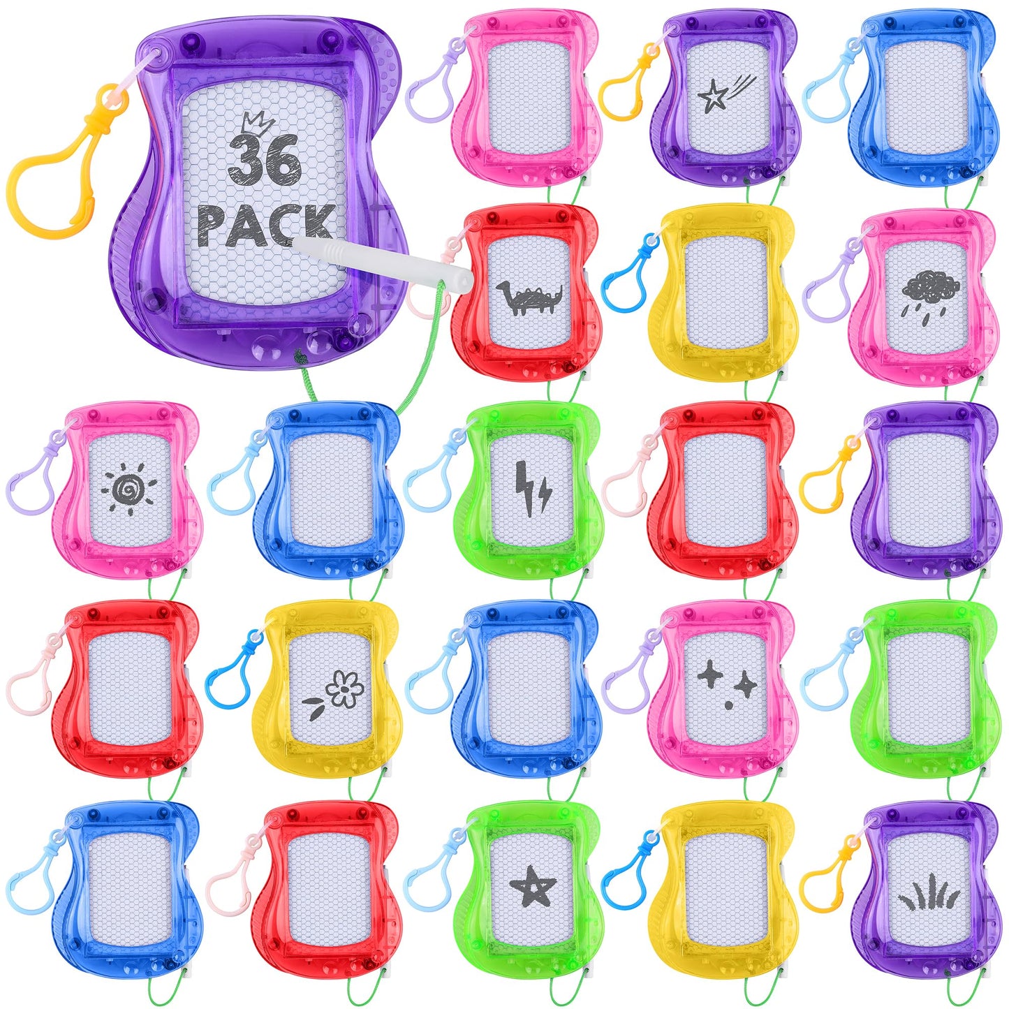 Aodaer 12 Pieces Mini Magnetic Drawing Board with Pen 4 Inch Backpack Keychain Clip Drawing Boards Erasable Doodle Board Sketch Pad Drawing Tablet for Birthday Gifts Car Trip Educational Toys