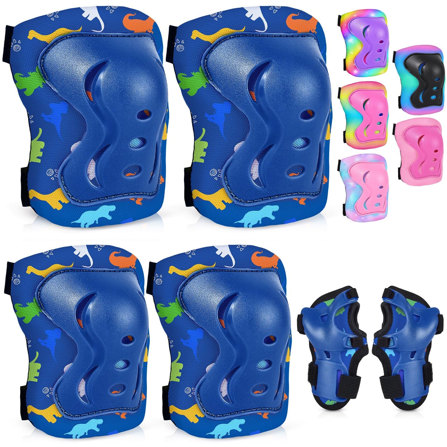 Lemmeko Knee Pads for Kids 3-5-8 Years Protective Gear Set Toddler Knee and Elbow Pads Wrist Guards with Drawstring Bag Adjustable Knee Pads Set Skateboard Scooter Skates Pads Blue