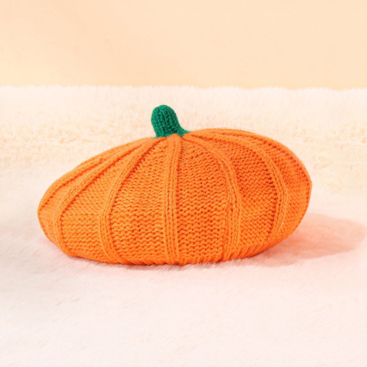 Cute Orange Knitted Halloween Pumpkin Hat for Kids & Parents