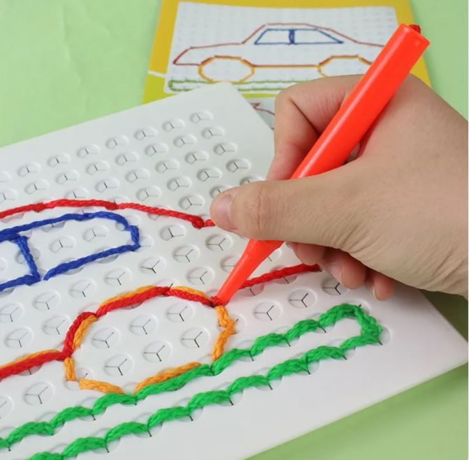 Children's Threading Board Diy Drawing Board String Puzzle