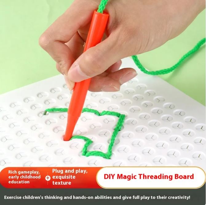 Children's Threading Board Diy Drawing Board String Puzzle