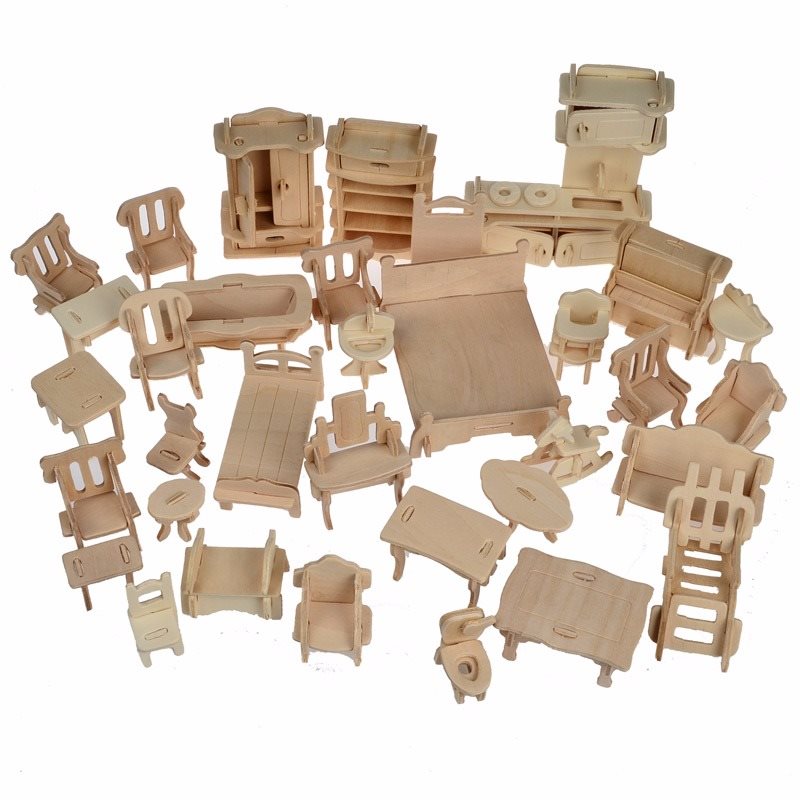Paintable 3D Wooden Play House Craft Set for Kids