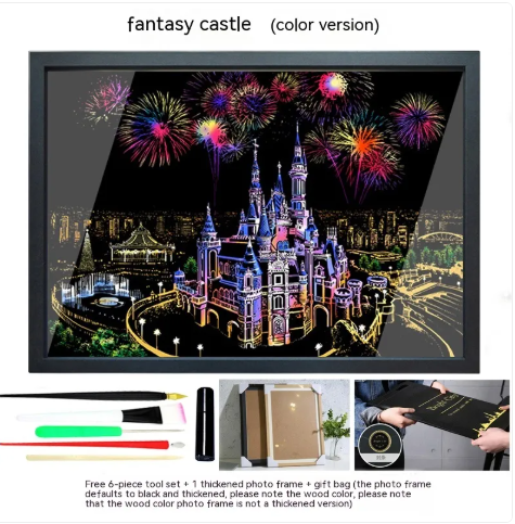 Colorful City Night Scratch Art