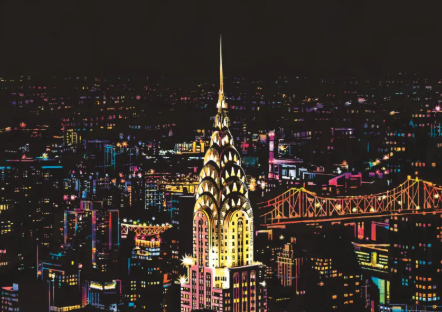 City night scratch painting