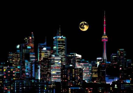 City night scratch painting