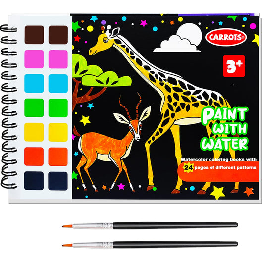 JUNQIU Watercolor Coloring Book For Kids Paint With Water Mess Free Coloring For Toddlers Arts And Crafts For Kids Ages 3 4 5 6 7 8 Girls Boys - Animals