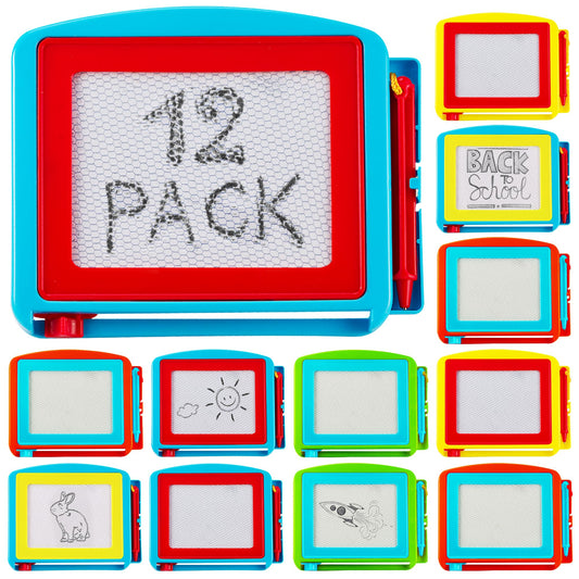 Bedwina Magnetic Drawing Board for Kids - (Pack of 12) Erasable Doodle Sketch Tablet and Travel Drawing Pad for Kids Boys and Girls Birthday Party Favors and Party Stocking Stuffers for Kids